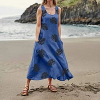 DCoolmoogl Ženska Boho cvjetna lisnato rukava maxi haljina casual labava plaža Bohemijske duge haljine
