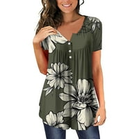 Aufmer Womens dugih rukava Clearence Multicolor Print Dugi rukav okrugli vrat Zvučni džemperi za žene Casual Fashion V Tops bluza