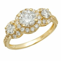 Zbirka dazzlingock 1. Carat 14k bijeli dijamant V PRONG sa morskim zaručničkim prstenom CT, bijelo zlato, veličine 7
