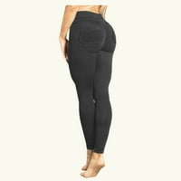 Ženske casual hlače Čvrsti pamučne pantalone sa džepom dugih hlača Ženske hlače sa džepovima široke posteljine nogu za žene