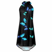 Haljine za žene Himeway Ženska ležerna lažna lažna dvodijelna kaiševa za šivanje velike ljuske Blue XXL