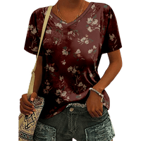 Ženski rukav Tunni na vrhu za ležerne ljetne cvjetne posade kratka majica Flow Flower Ispirana labava bočna majica bluza bluza