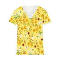 GDFUN ženska modna vintage cvjetni print okrugli vrat bez rukava s rukavima na vrhu majica vrhunsko