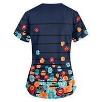 Yubatuo Womens Ljeto Ležerne prilike za ispisane haljine s džepom kratkih rukava O-izrez Maxi haljine