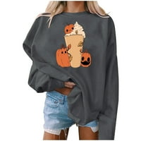 Yubatuo ženski modni casual dugih rukava Halloween Tictisw V-izrez s kapuljačom s kapuljačom Top džemper