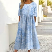 Ljetne haljine za žene kratki rukav košulju od pune boje V-izrez Maxi Loose Fit Y2K Trendy Elegant Party